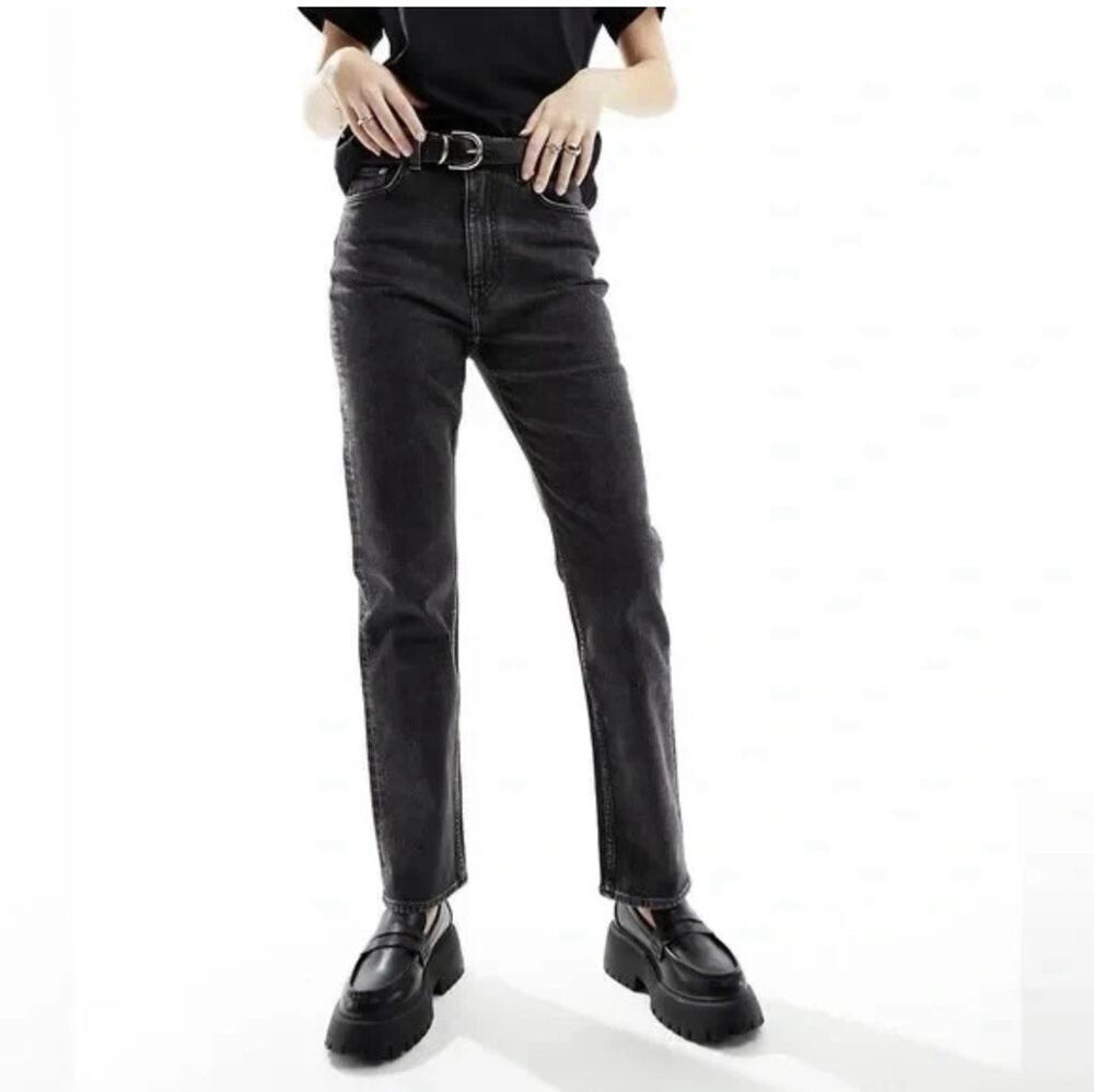 & Other Stories Jeans Womens Size 29 High Rise Straight Leg Washed Black Punk